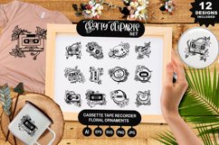 Cassette Tape Recorder Floral Ornaments Clipart Set Product Image 1