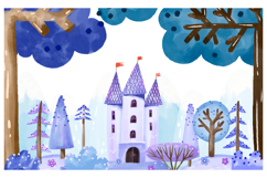 Watercolor landscape of fairy magic forest and Castle Product Image 2