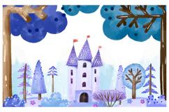 Watercolor landscape of fairy magic forest and Castle Product Image 2