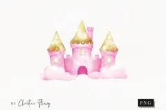 Pink Watercolor Castle - Tooth Fairy PNG Product Image 1