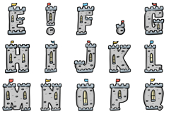Castle Letters Font Doodle Lettering Medieval Cartoon ABC Product Image 3