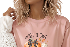 Just a Girl Who Loves Fall PNG, Cute Autumn pumpkin clip art Product Image 3
