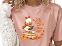 Cozy Reads and Autumn Vibes Duck with Books, Cute Fall duck Product Image 2
