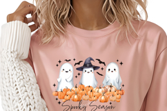 Spooky Season Ghosts with Pumpkins PNG, Halloween clip art Product Image 5