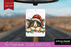 Cat Tangled In Christmas Lights Air Freshener PNG Funny Xmas Product Image 1