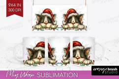 Cat Tangled In Christmas Lights Mug Wrap Funny Xmas Mug PNG Product Image 1
