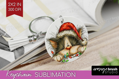 Cat Tangled In Christmas Lights Keychain PNG Funny Xmas Product Image 1