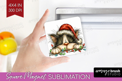 Cat Tangled In Christmas Lights Magnet Sublimation Funny Product Image 1