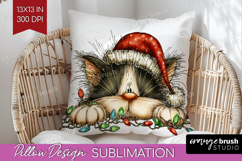 Cat Tangled In Christmas Lights Pillow Sublimation Funny Product Image 1