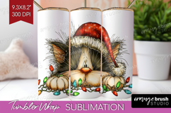 Cat Tangled In Christmas Lights Tumbler Wrap Funny Xmas PNG Product Image 1