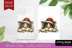 Cat Tangled In Christmas Lights Phone Case PNG Funny Xmas Product Image 1