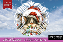 Cat Tangled In Christmas Lights Wind Spinner Sublimation PNG Product Image 1