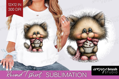 Cat Valentine Round Tshirt Background Whimsical Animal PNG Product Image 1