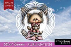 Cat Valentine Wind Spinner Sublimation PNG Whimsical Animal Product Image 1