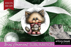 Cat Valentine Ornament PNG Whimsical Animal PNG Sublimation Product Image 1
