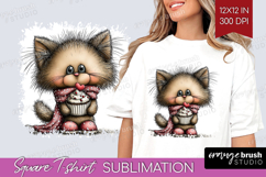 Cat Valentine Square Tshirt Background Whimsical Animal PNG Product Image 1