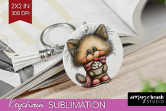 Cat Valentine Keychain PNG Whimsical Animal Keychain Product Image 1