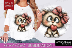 Cat Valentine Round Tshirt Background Whimsical Animal PNG Product Image 1