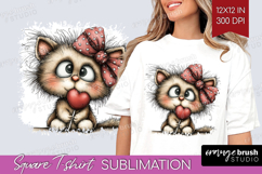 Cat Valentine Square Tshirt Background Whimsical Animal PNG Product Image 1