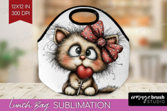 Cat Valentine Lunch Bag Whimsical Animal Lunch Bug PNG Product Image 1