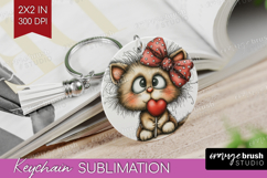 Cat Valentine Keychain PNG Whimsical Animal Keychain Product Image 1