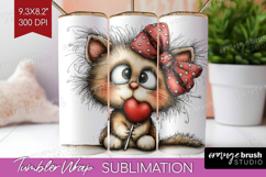 Cat Valentine Tumbler Wrap Whimsical Animal Tumbler PNG Product Image 1
