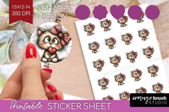 Cat Valentine Round Sticker Whimsical Animal Printable Product Image 1