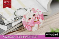 Cat Valentine Keychain PNG Cute Valentines Day Keychain Product Image 1