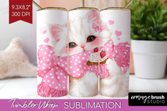 Cat Valentine Tumbler Wrap Cute Valentines Day Tumbler PNG Product Image 1