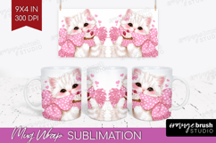 Cat Valentine Mug Wrap Cute Valentines Day Mug PNG Product Image 1