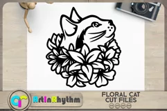 Floral Cat files SVG / Floral Pet Animals / Cat Lover SVG Product Image 2