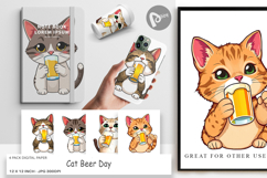 Digital Paper Cat Beer Day Product Image 1