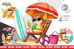 Summer Cat Clipart Product Image 1