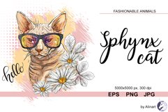 Cool Sphynx cat in flowers Product Image 1