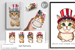 Digital Paper Cat Patriotic Product Image 1