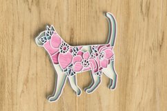 Layered Cat Laser Cut File - Floral Cat SVG Product Image 2
