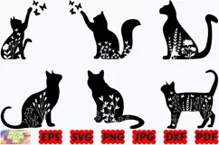 Floral Cat SVG | Floral Animal SVG | Cat Flower SVG |Cat SVG Product Image 3