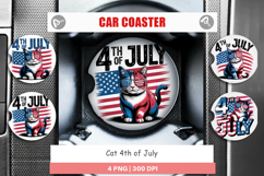 Car Coaster 4th of July Cat Product Image 1