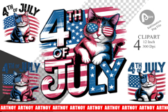 4th of July Cat Clipart Product Image 1