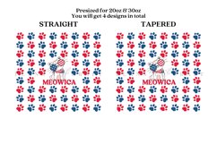 cat 4th of july skinny tumbler sublimation wrap with high resolution 300 DPI and transparant background perfect for 20oz and 30oz skinny tumbler