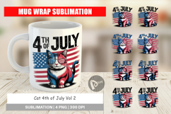 Mug Wrap 4th of July Cat Product Image 1