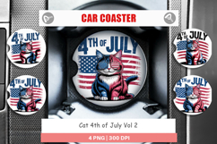 Car Coaster 4th of July Cat Product Image 1