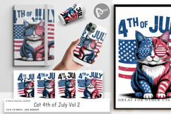 Digital Paper 4th of July Cat Product Image 1