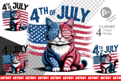 4th of July Cat Clipart Product Image 1
