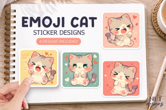 Cute Emoji Cat Sticker, Baby Cat sticker, chibi sticker Product Image 1