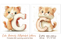 Cat, Cute Animal Alphabet Letters, ABC Printable cards Product Image 1