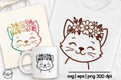 Cute cat svg, Animal flower svg, Kids svg Product Image 1