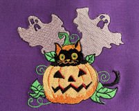 Halloween Cat, Ghost and Pumpkin Embroidery Product Image 2