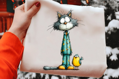 Cat And Bird Christmas Clipart Product Image 2