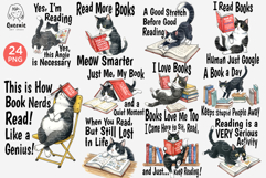 Funny Cat Reading Books Bookworm Bookish Era Sublimation Product Image 1